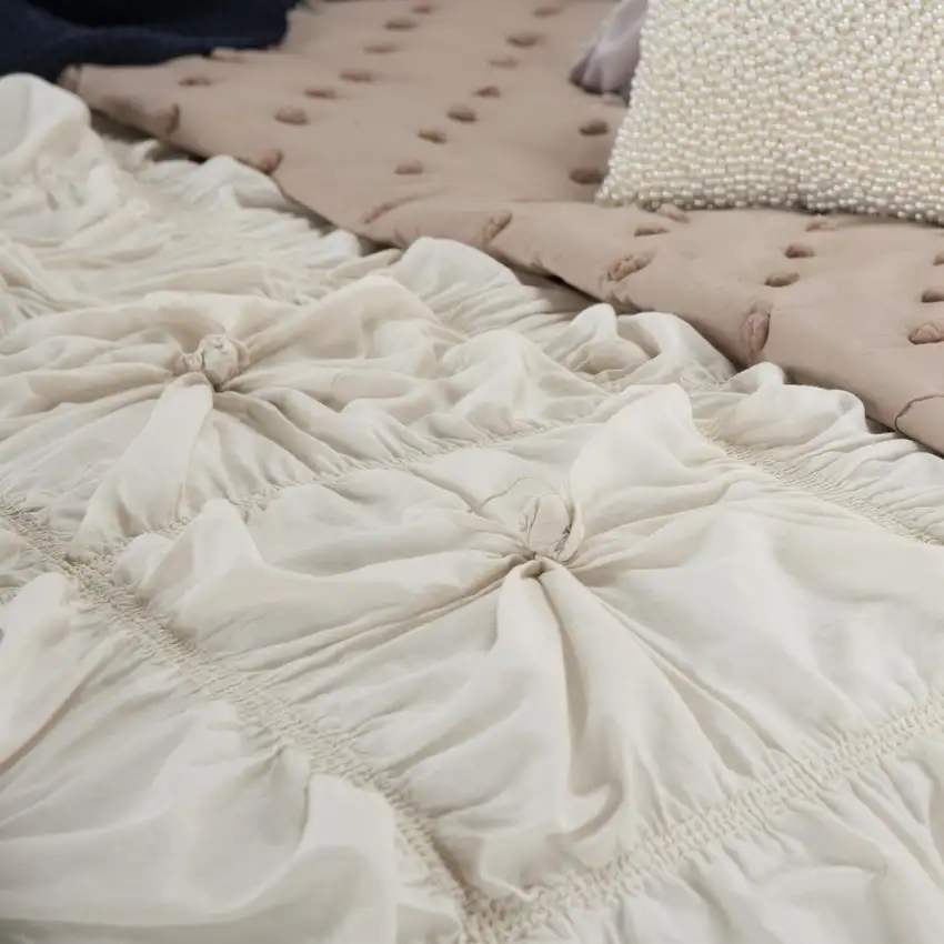 Natural Twin Cotton Blend Washable Polyester Down Alternative Comforter Set With Two Shams Photo 8