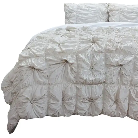 Natural Twin Cotton Blend Washable Polyester Down Alternative Comforter Set With Two Shams Photo 5