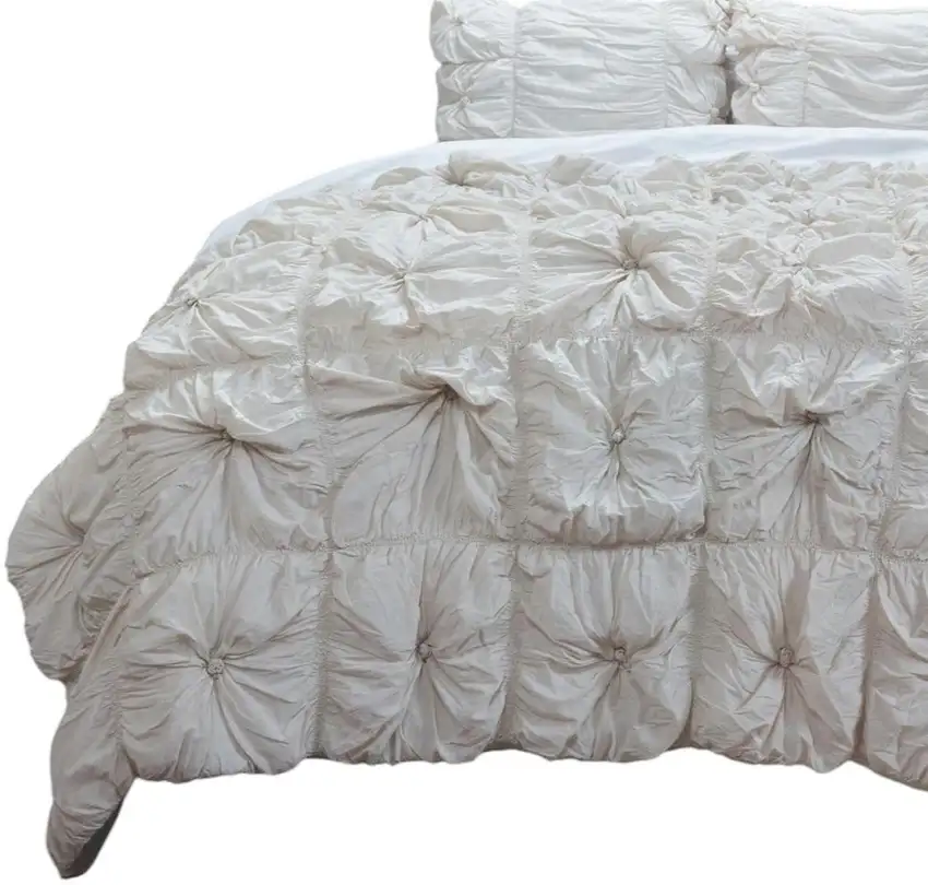 Natural Twin Cotton Blend Washable Polyester Down Alternative Comforter Set With Two Shams Photo 5