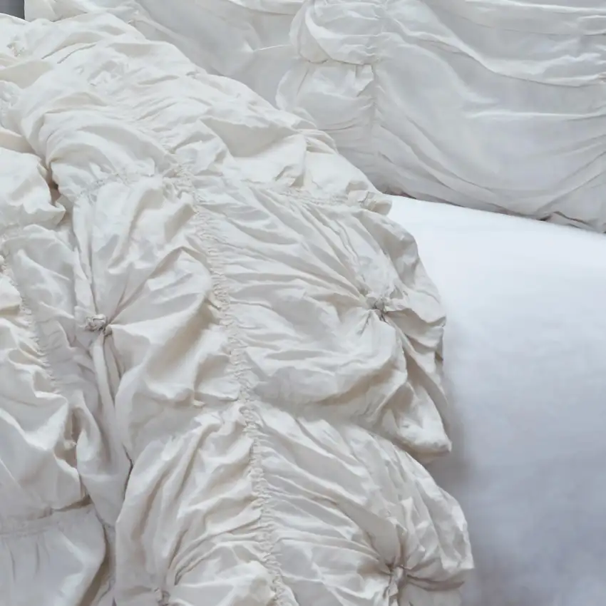 Natural Twin Cotton Blend Washable Polyester Down Alternative Comforter Set With Two Shams Photo 4