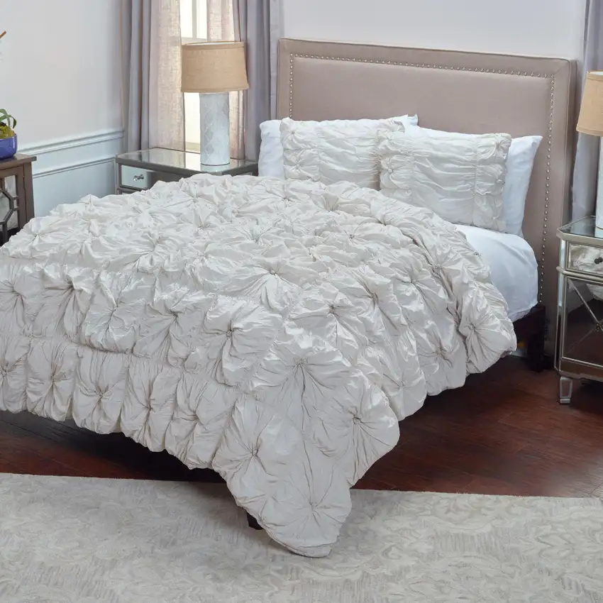 Natural Twin Cotton Blend Washable Polyester Down Alternative Comforter Set With Two Shams Photo 9