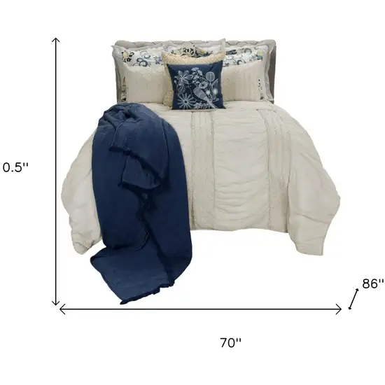Natural Twin 100% Cotton 300 Thread Count Washable Down Alternative Comforter Photo 5