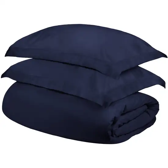 Navy Blue  Cotton Blend 400 Thread Count Washable Duvet Cover Set Photo 1