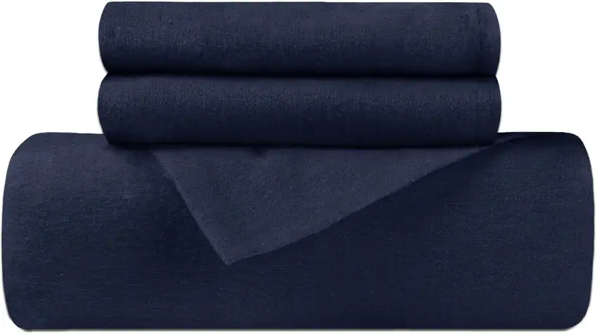 Navy Blue  Cotton Blend Thread Count Washable Duvet Cover Set Photo 2