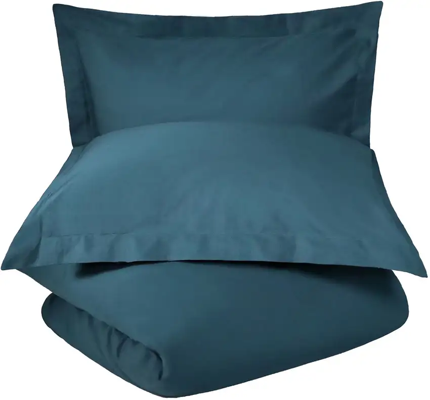 Navy Blue  100% Cotton 300 Thread Count Washable Duvet Cover Set Photo 2