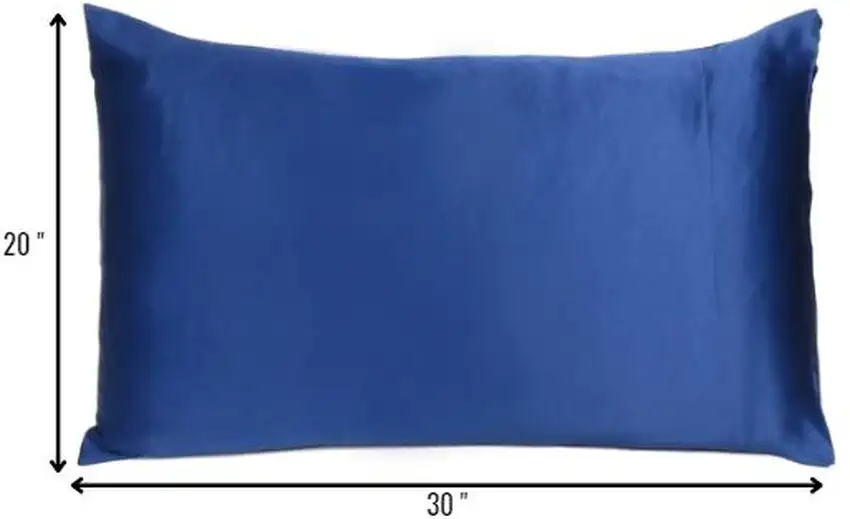 Navy Blue Dreamy Set Of 2 Silky Satin Queen Pillowcases Photo 8