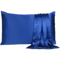 Photo of Navy Blue Dreamy Set Of 2 Silky Satin Queen Pillowcases