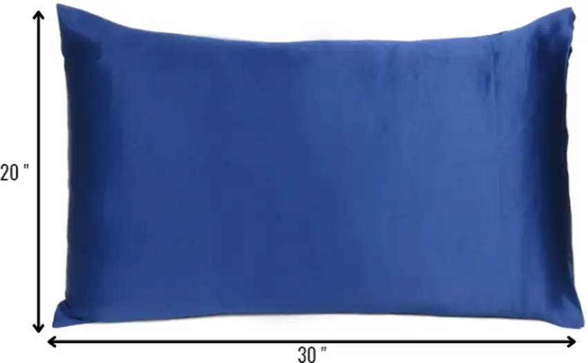 Navy Blue Dreamy Set Of 2 Silky Satin Queen Pillowcases Photo 8
