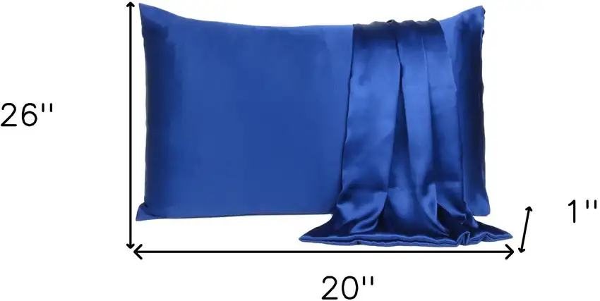 Navy Blue Dreamy Set Of 2 Silky Satin Standard Pillowcases Photo 8