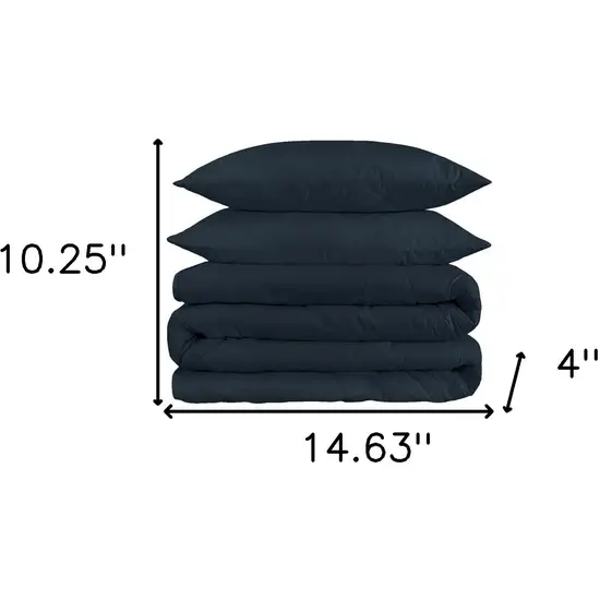 Navy Blue King Cotton Blend 1200 Thread Count Washable Duvet Cover Set Photo 4