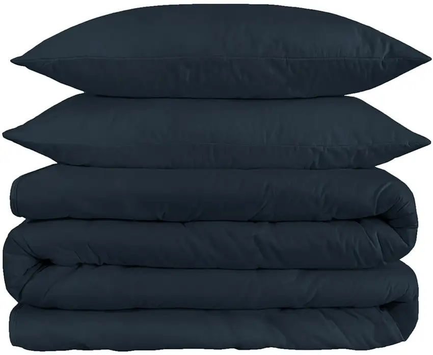 Navy Blue King Cotton Blend 1200 Thread Count Washable Duvet Cover Set Photo 1