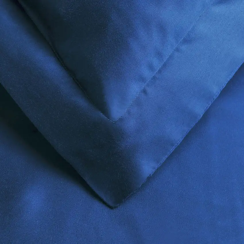 Navy Blue King Cotton Blend Washable Duvet Cover Set With Two Shams Photo 4