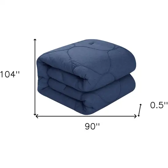 Navy Blue King Polyester 180 Thread Count Washable Down Comforter Set Photo 9