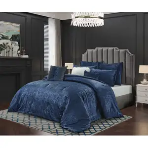 Photo of Navy Blue King Polyester 220 Thread Count Washable Down Comforter Set