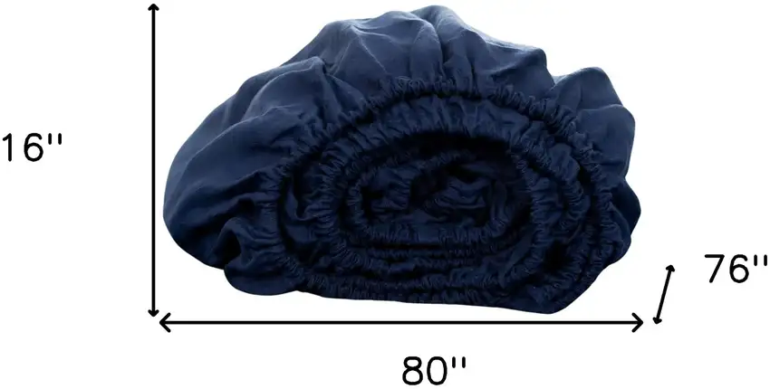 Navy Blue Linen King Fitted sheet Photo 9