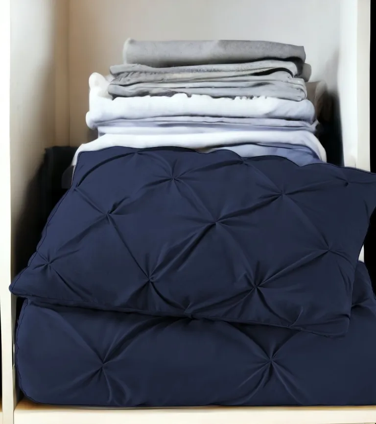 Navy Blue  Microfiber Washable Microfiber Down Alternative Comforter Photo 1