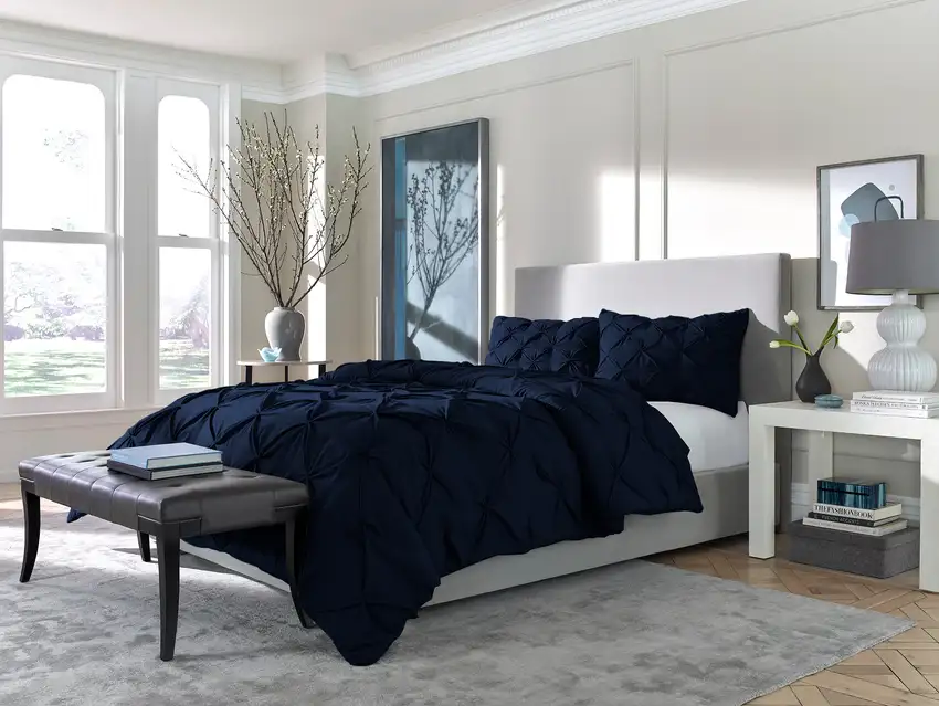 Navy Blue  Microfiber Washable Microfiber Down Alternative Comforter Photo 7
