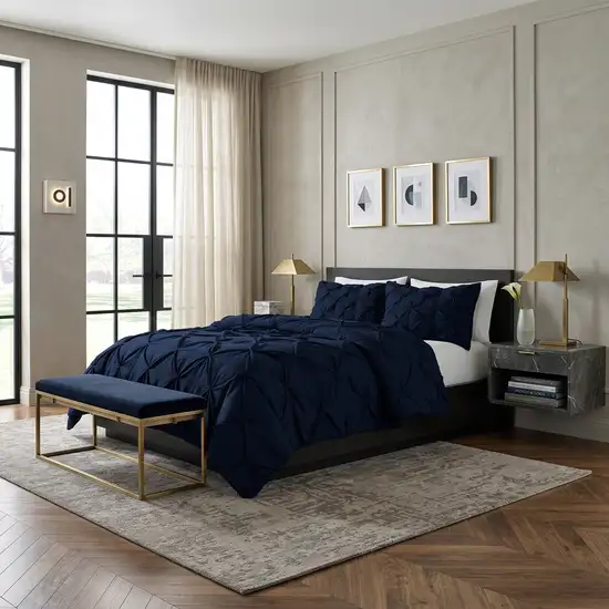 Navy Blue Twin Microfiber Washable Microfiber Down Alternative Comforter Photo 1