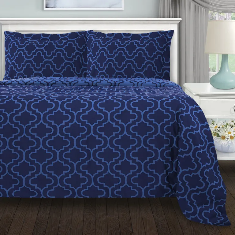 Queen Cotton Blend Thread Count Washable Duvet Cover Set Photo 4