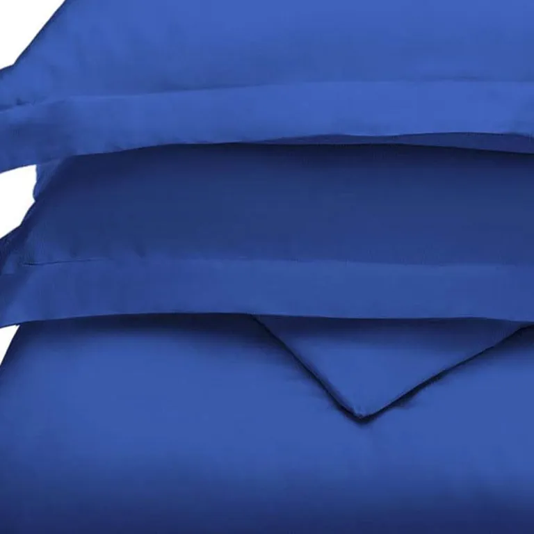 Navy Blue Queen Cotton Blend Washable Duvet Cover Set Photo 3