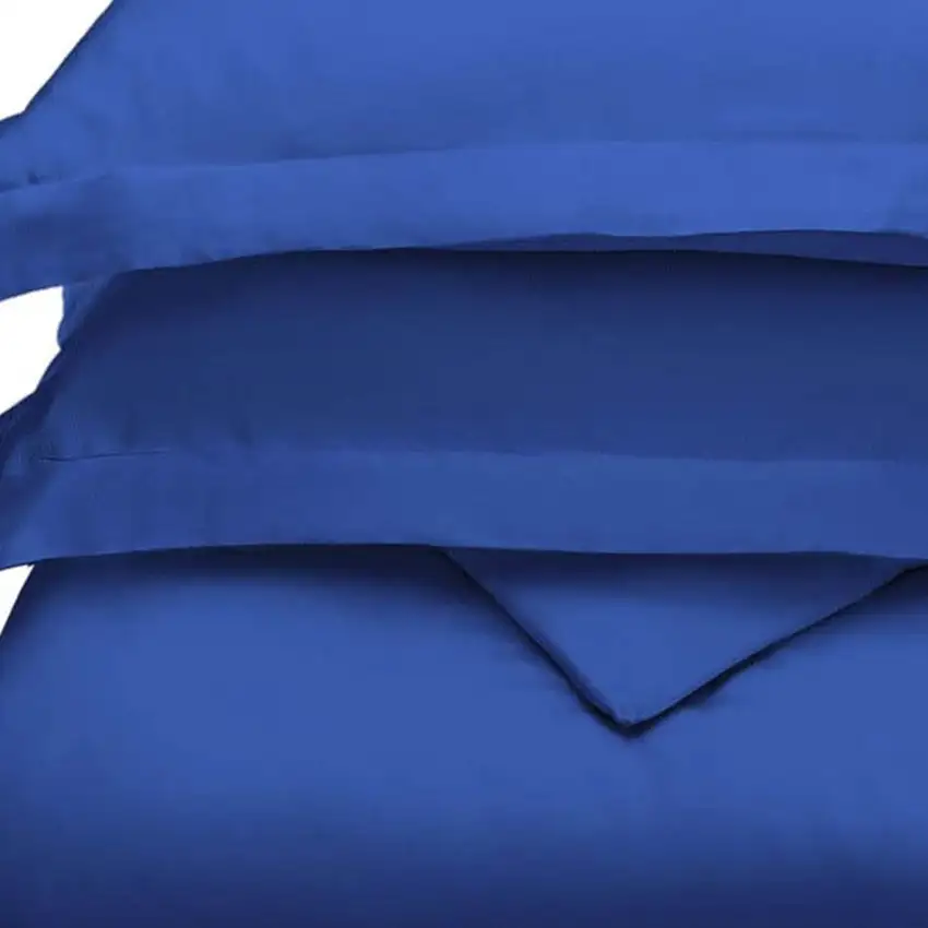 Navy Blue Queen Cotton Blend Washable Duvet Cover Set Photo 2