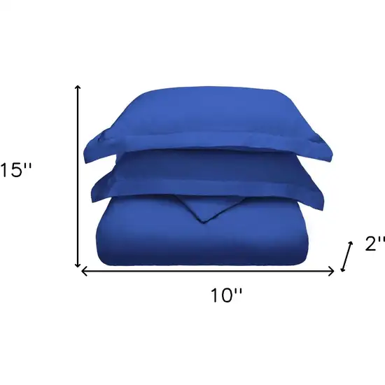 Navy Blue Queen Cotton Blend Washable Duvet Cover Set Photo 6