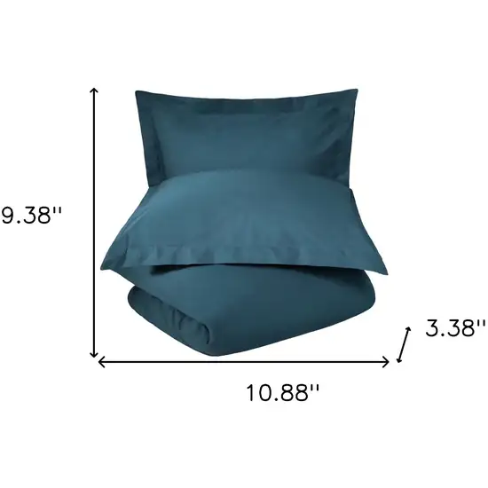 Navy Blue Queen 100% Cotton 300 Thread Count Washable Duvet Cover Set Photo 4