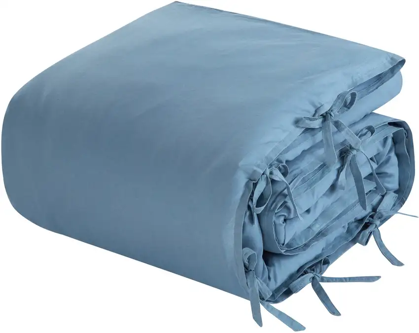 Navy Blue Queen Linen 220 Thread Count Washable Duvet Cover Set Photo 7