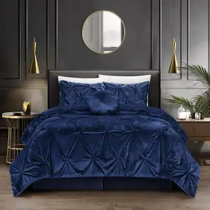 Photo of Navy Blue Queen PolYester 130 Thread Count Washable Down Comforter Set