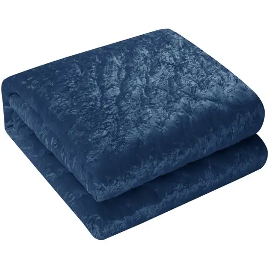 Navy Blue Queen Polyester 220 Thread Count Washable Down Comforter Set Photo 1