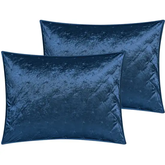 Navy Blue Queen Polyester 220 Thread Count Washable Down Comforter Set Photo 3