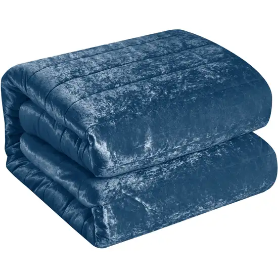 Navy Blue Queen Polyester 180 Thread Count Washable Down Comforter Set Photo 1