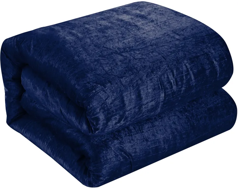 Navy Blue Queen Polyester 180 Thread Count Washable Down Comforter Set Photo 4