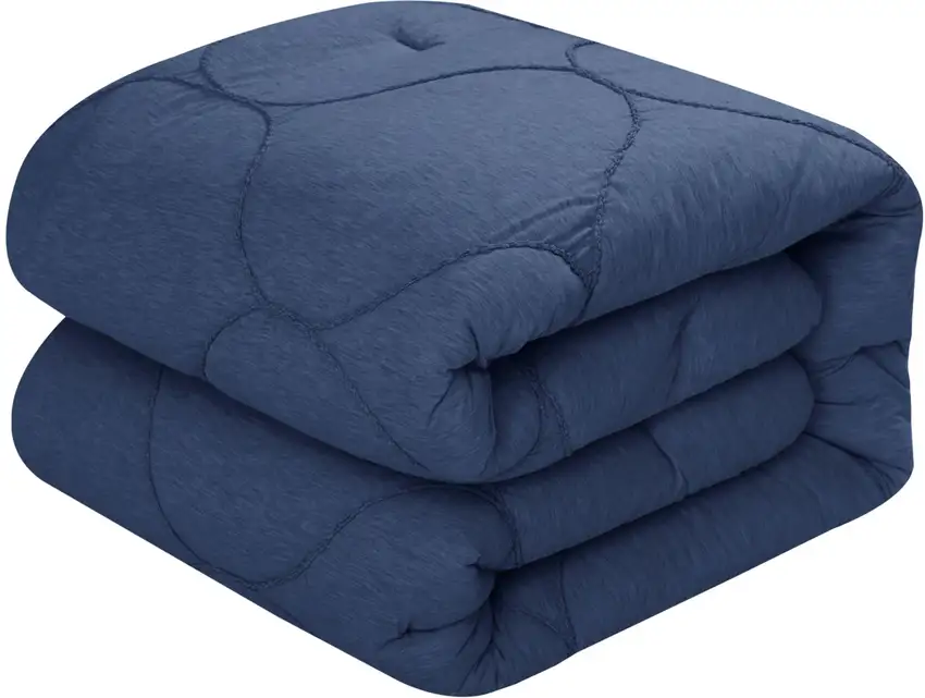 Navy Blue Queen Polyester 180 Thread Count Washable Down Comforter Set Photo 6