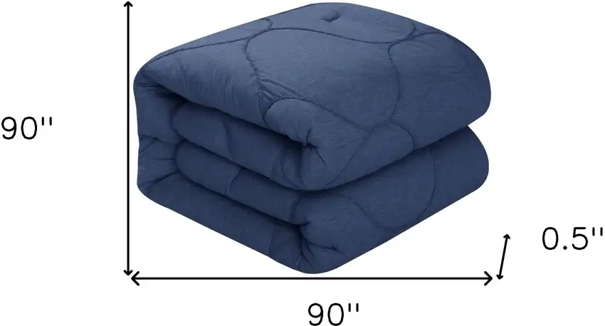 Navy Blue Queen Polyester 180 Thread Count Washable Down Comforter Set Photo 9
