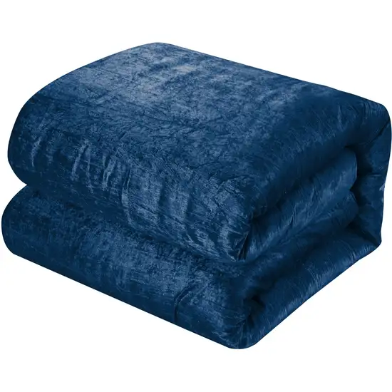 Navy Blue Queen Polyester 180 Thread Count Washable Down Comforter Set Photo 6