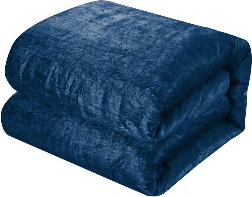 Navy Blue Queen Polyester 180 Thread Count Washable Down Comforter Set Photo 6