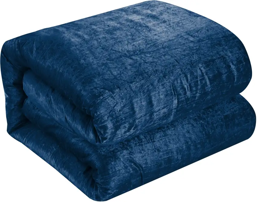 Navy Blue Queen Polyester 180 Thread Count Washable Down Comforter Set Photo 1