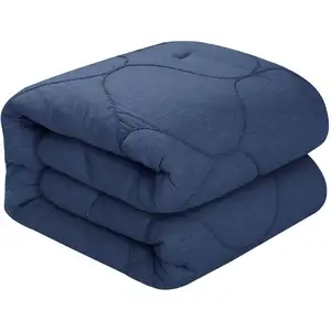 Photo of Navy Blue Twin Polyester 180 Thread Count Washable Down Comforter Set