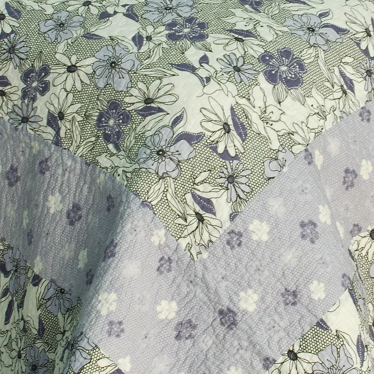 Noble Garden - Cotton 3PC Vermicelli-Quilted Patchwork Quilt Set (Full/Queen Size) Photo 4