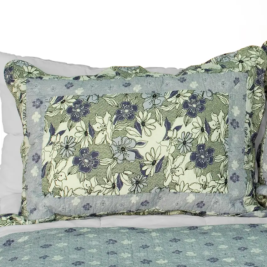 Noble Garden -  Cotton 3PC Vermicelli-Quilted Patchwork Quilt Set (Full/Queen Size) Photo 3