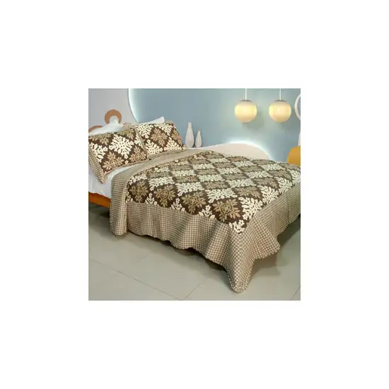 Noble Snowflake -  100% Cotton 3PC Vermicelli-Quilted Patchwork Quilt Set (Full/Queen Size) Photo Swatch