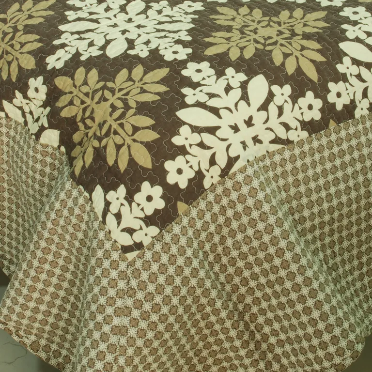 Noble Snowflake - 100% Cotton 3PC Vermicelli-Quilted Patchwork Quilt Set (Full/Queen Size) Photo 4