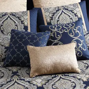 Photo of Nova 10 Piece Polyester King Comforter Set, Gold Damask Print
