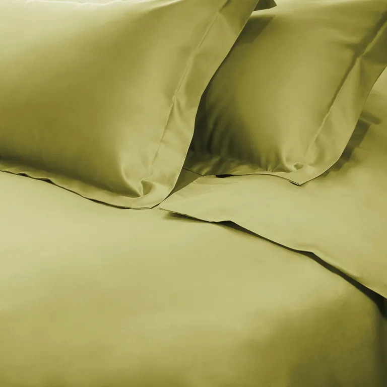 Olive Green King Cotton Blend Washable Duvet Cover Set Photo 2