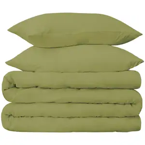 Photo of Olive Green King Cotton Blend Washable Duvet Cover Set