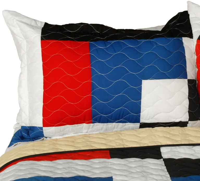 Once - 3PC Vermicelli - Quilted Patchwork Quilt Set (Full/Queen Size) Photo 2