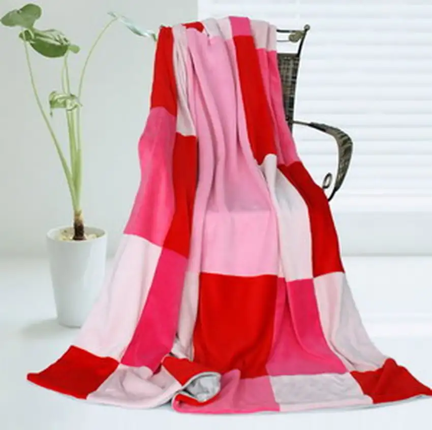 Onitiva - Cerelia -  Soft Coral Fleece Patchwork Throw Blanket (59 by 78.7 inches) Photo 2