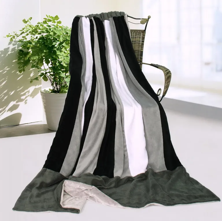 Onitiva - Dove Gray - Soft Coral Fleece Patchwork Throw Blanket (59 by 78.7 inches) Photo 1