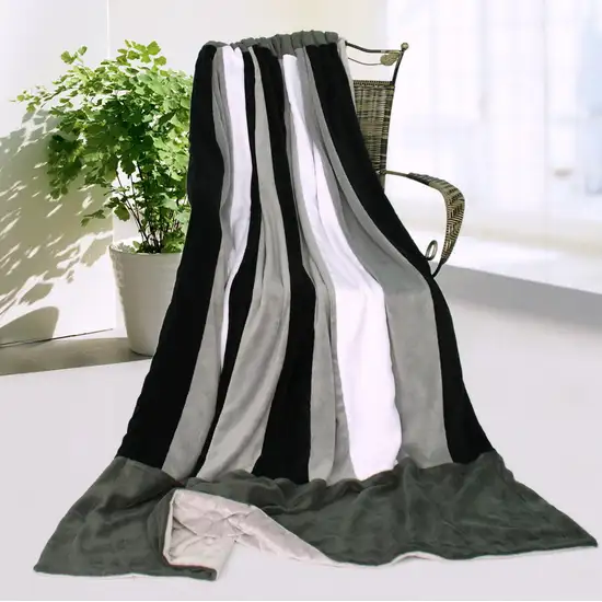 Onitiva - Dove Gray -  Soft Coral Fleece Patchwork Throw Blanket (59 by 78.7 inches) Photo